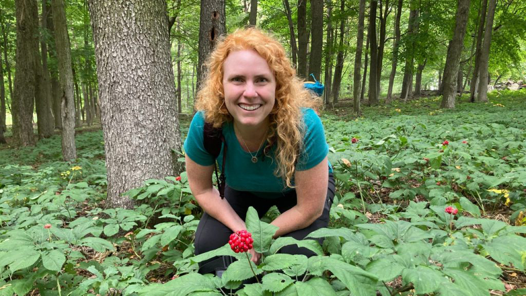 Virginia Tech researcher Shannon Bell at Hardings Ginseng Farm, located in the heart of the Appalachian Mountains, where ginseng is cultivated and grown. Photo courtesy of Shannon Bell.