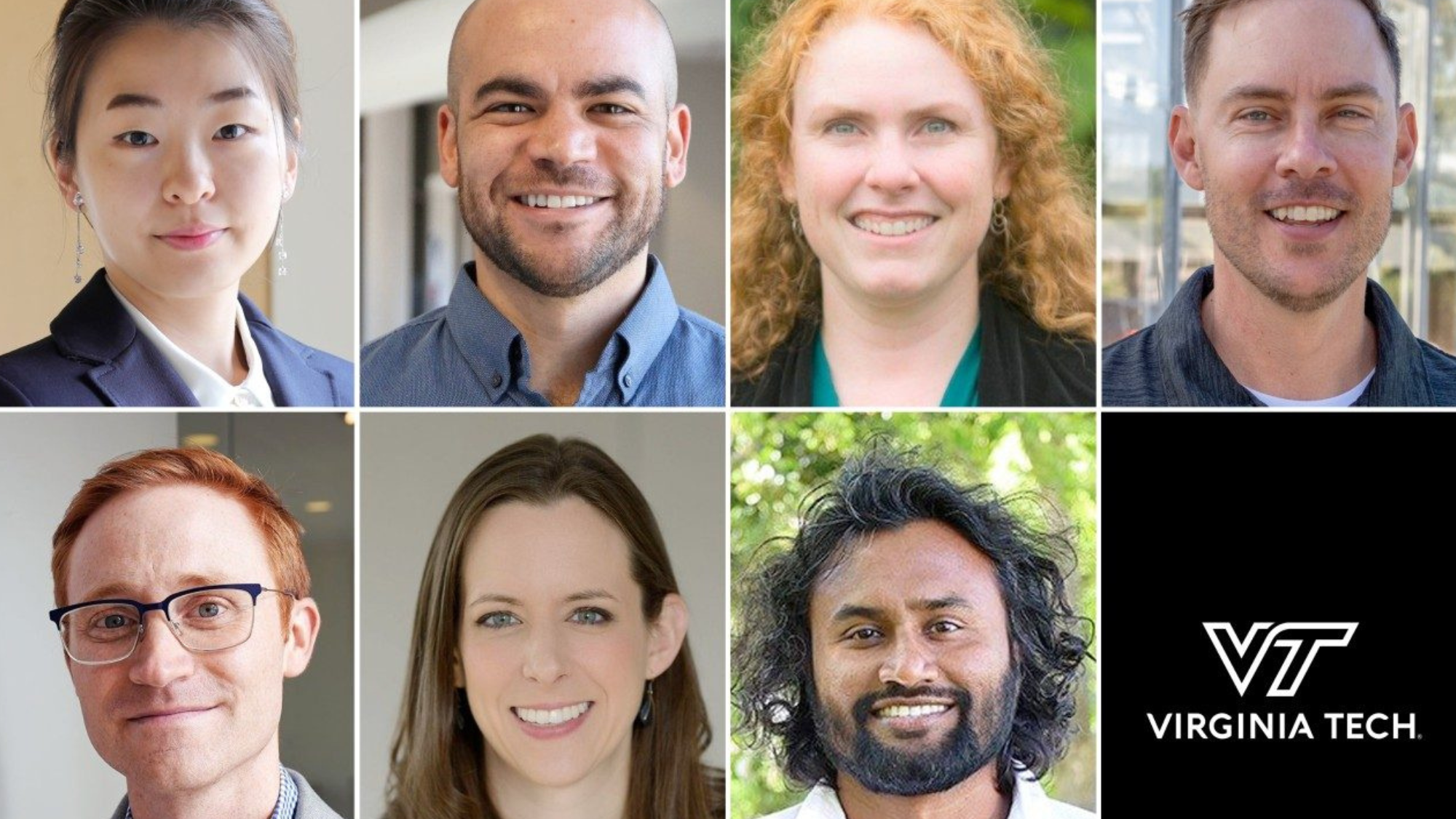 Award-winning faculty members are (top row, from left) Dayoung Kim, Adrian Figg, Shannon Bell, Jacob Barney (bottom row, from left) Michael Bartlett, Annie Stevens, and Eranga Galappaththi. Photos courtesy of the subjects.