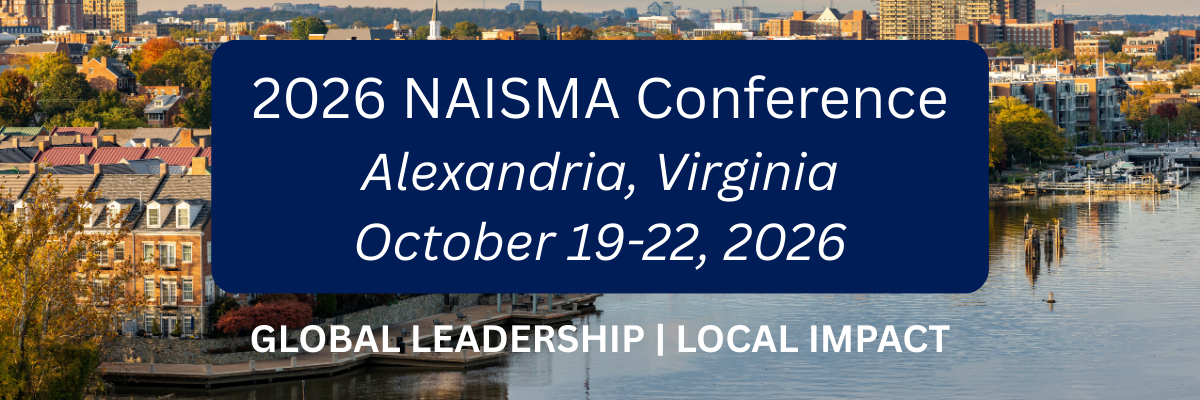 Promotional image with the following text: 2026 North American Invasive Species Management Association Conference in Alexandria, Virginia. October 19 through the 22, 2026. The conference theme is "Global leadership, local impact".